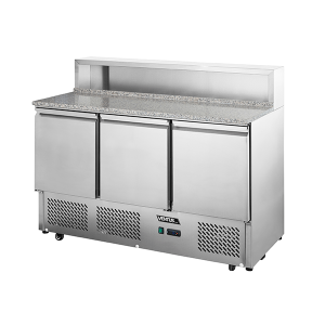 Mesón Saladette 3 Ptas, Cubierta Mármol c/Acero VMRSL365